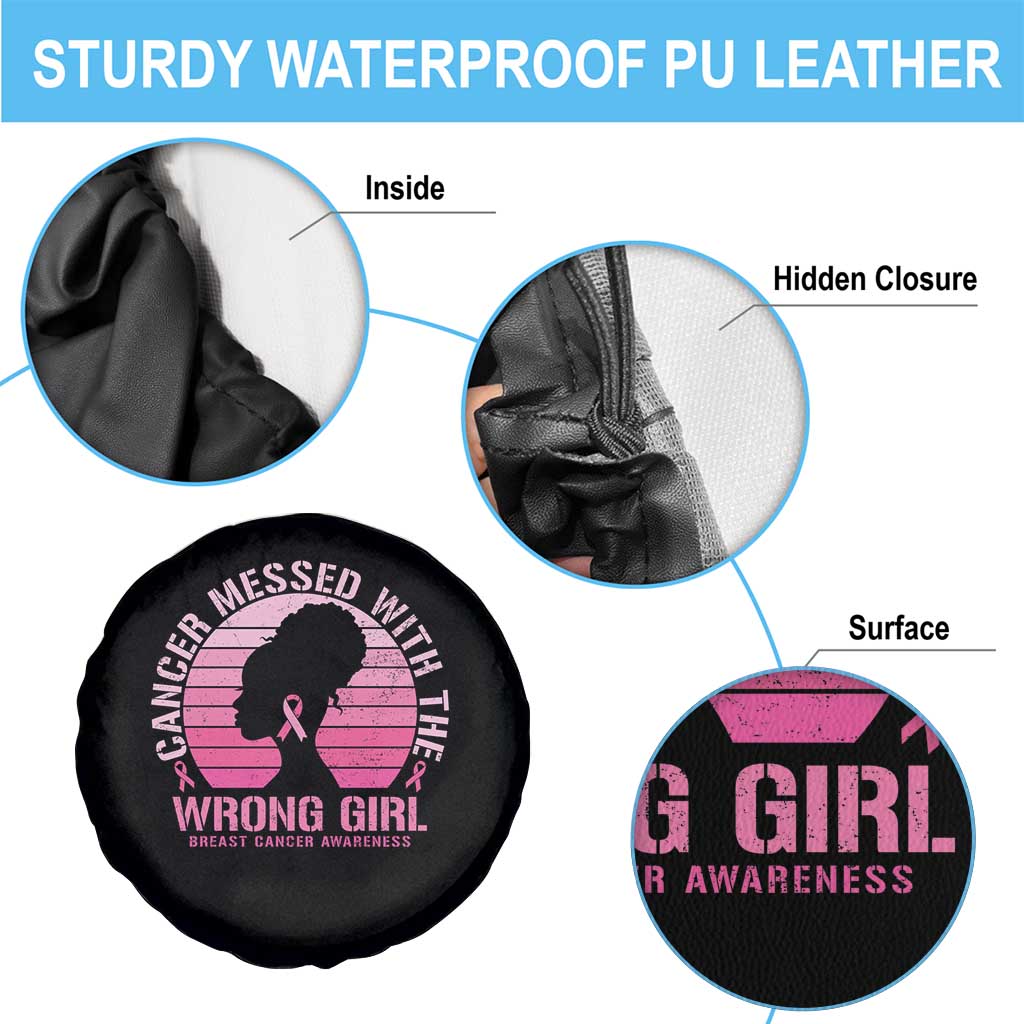 Breast Cancer Spare Tire Cover Cancer Messed With The Wrong Girl TS09 Print Your Wear