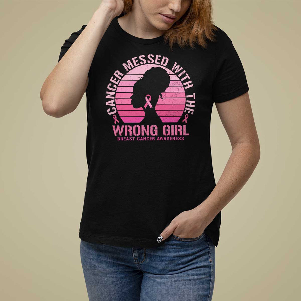Breast Cancer T Shirt For Women Cancer Messed With The Wrong Girl TS09 Black Print Your Wear
