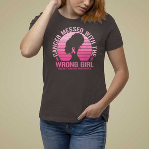 Breast Cancer T Shirt For Women Cancer Messed With The Wrong Girl TS09 Dark Chocolate Print Your Wear