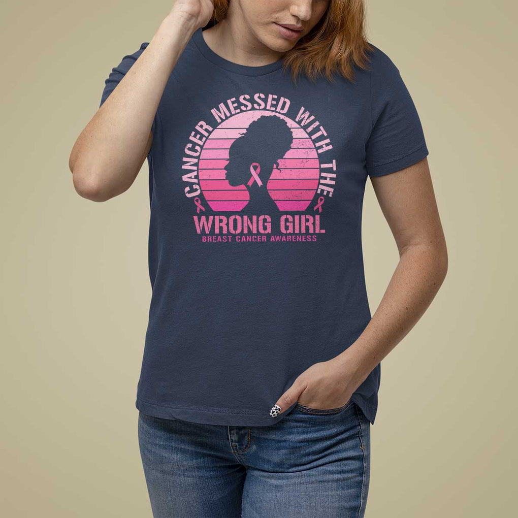 Breast Cancer T Shirt For Women Cancer Messed With The Wrong Girl TS09 Navy Print Your Wear