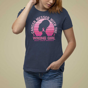 Breast Cancer T Shirt For Women Cancer Messed With The Wrong Girl TS09 Navy Print Your Wear