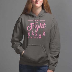 Breast Cancer Hoodie Pray Fight Believe TS09 Dark Chocolate Print Your Wear