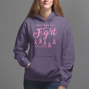 Breast Cancer Hoodie Pray Fight Believe TS09 Purple Print Your Wear
