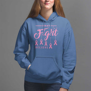 Breast Cancer Hoodie Pray Fight Believe TS09 Royal Blue Print Your Wear
