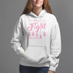 Breast Cancer Hoodie Pray Fight Believe TS09 White Print Your Wear