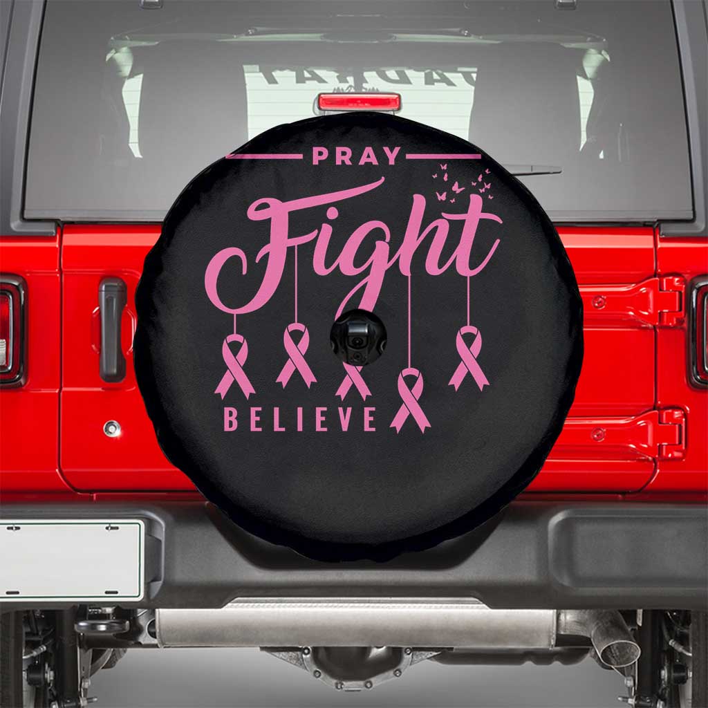 Breast Cancer Spare Tire Cover Pray Fight Believe TS09 Black Print Your Wear