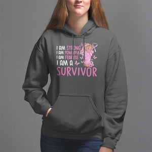 Pink Breast Cancer Hoodie I Am A Survivor Strong Powerful Fearless TS09 Black Print Your Wear