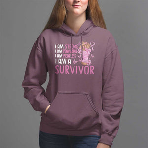 Pink Breast Cancer Hoodie I Am A Survivor Strong Powerful Fearless TS09 Maroon Print Your Wear