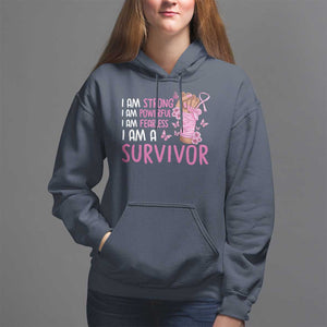 Pink Breast Cancer Hoodie I Am A Survivor Strong Powerful Fearless TS09 Navy Print Your Wear