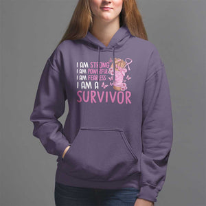 Pink Breast Cancer Hoodie I Am A Survivor Strong Powerful Fearless TS09 Purple Print Your Wear