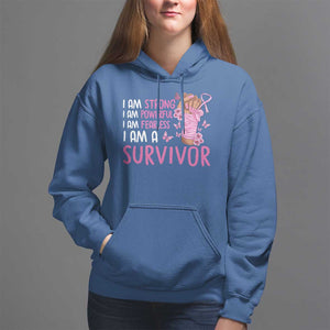 Pink Breast Cancer Hoodie I Am A Survivor Strong Powerful Fearless TS09 Royal Blue Print Your Wear