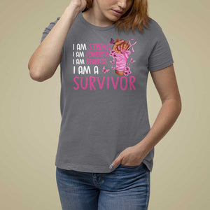 Pink Breast Cancer T Shirt For Women I Am A Survivor Strong Powerful Fearless TS09 Charcoal Print Your Wear