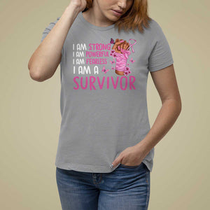 Pink Breast Cancer T Shirt For Women I Am A Survivor Strong Powerful Fearless TS09 Sport Gray Print Your Wear