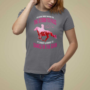 Breast Cancer T Shirt For Women Pink Horse Racing Learning To Dance In The Rain TS09 Charcoal Print Your Wear