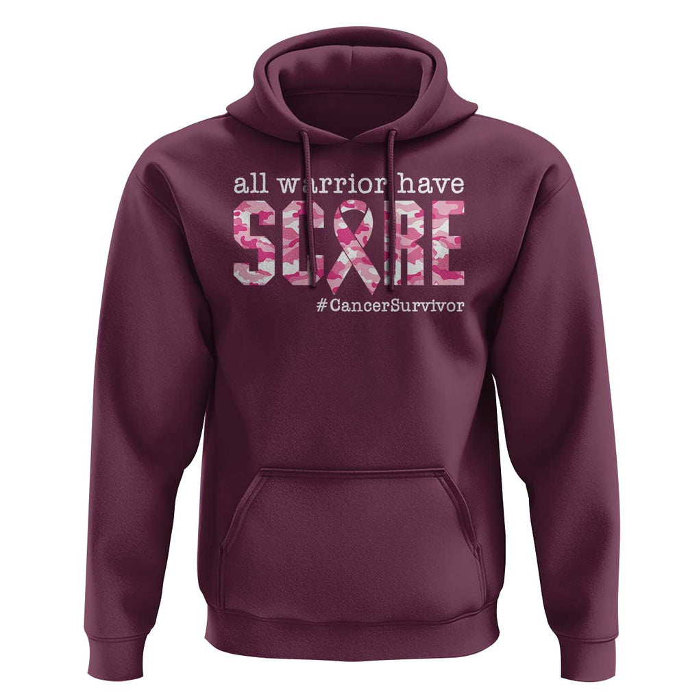 Breast Cancer Hoodie All Warriors Have Scars Millitary Camouflage TS09 Maroon Print Your Wear