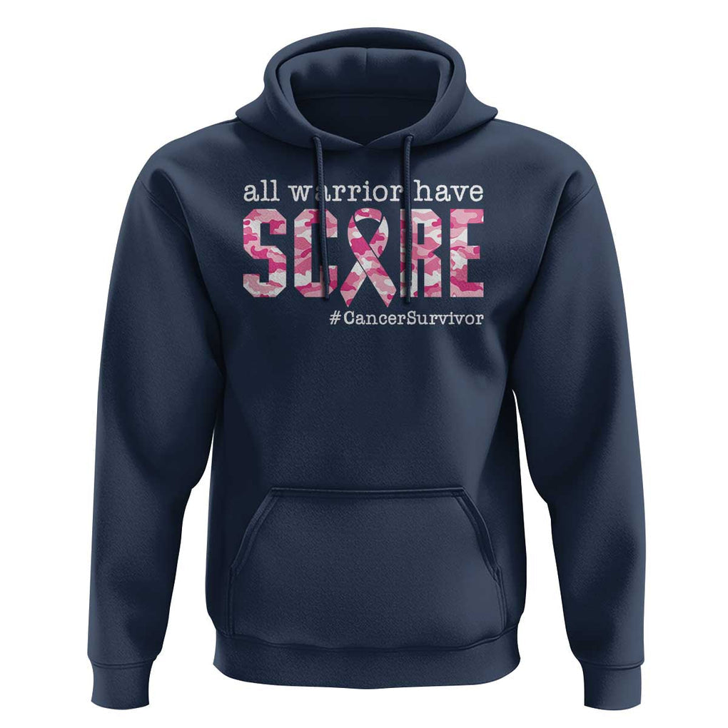 Breast Cancer Hoodie All Warriors Have Scars Millitary Camouflage TS09 Navy Print Your Wear