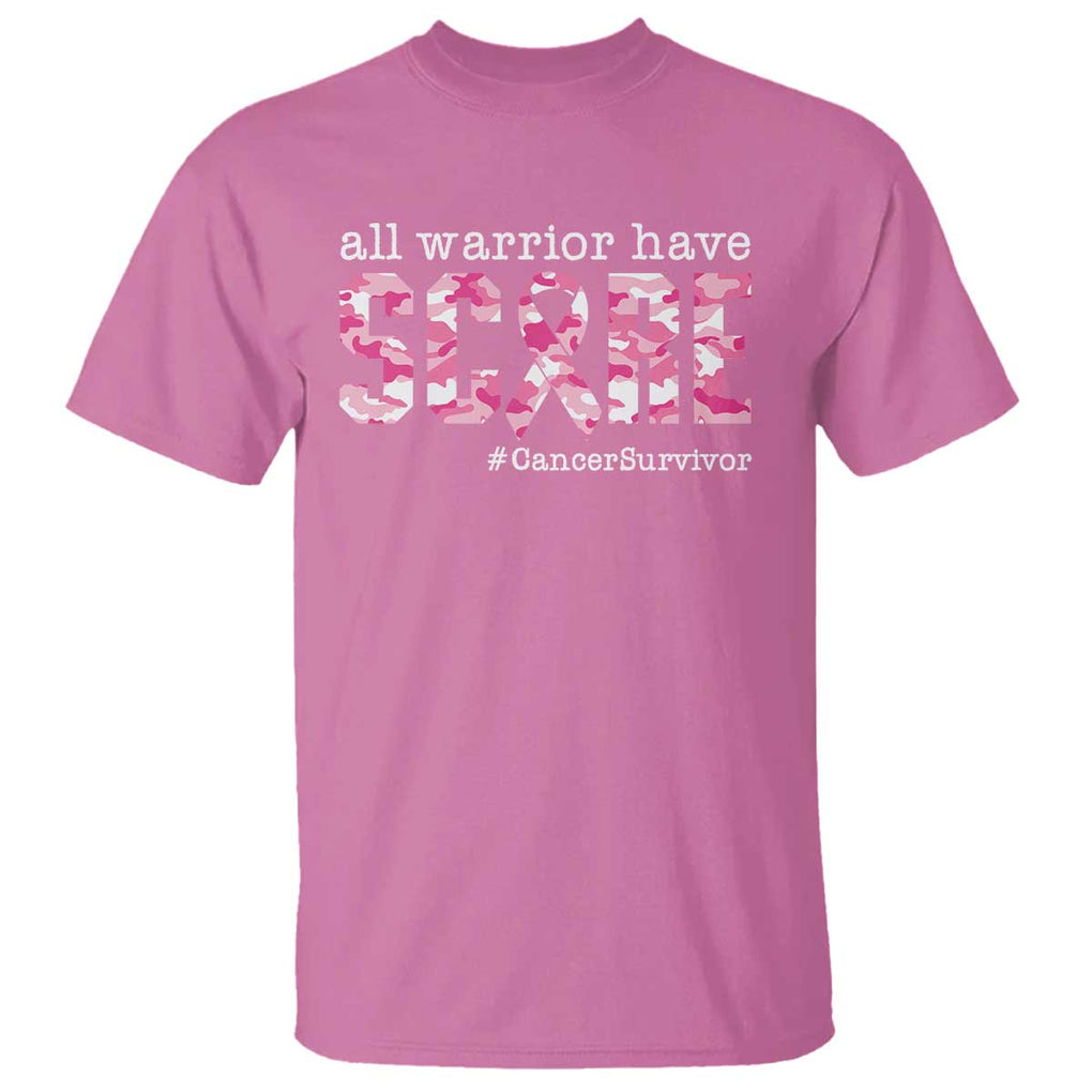 Breast Cancer T Shirt All Warriors Have Scars Millitary Camouflage TS09 Azalea Print Your Wear