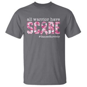 Breast Cancer T Shirt All Warriors Have Scars Millitary Camouflage TS09 Charcoal Print Your Wear