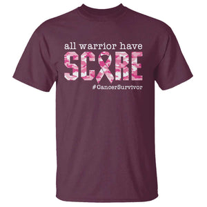 Breast Cancer T Shirt All Warriors Have Scars Millitary Camouflage TS09 Maroon Print Your Wear
