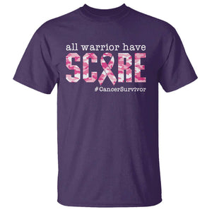 Breast Cancer T Shirt All Warriors Have Scars Millitary Camouflage TS09 Purple Print Your Wear