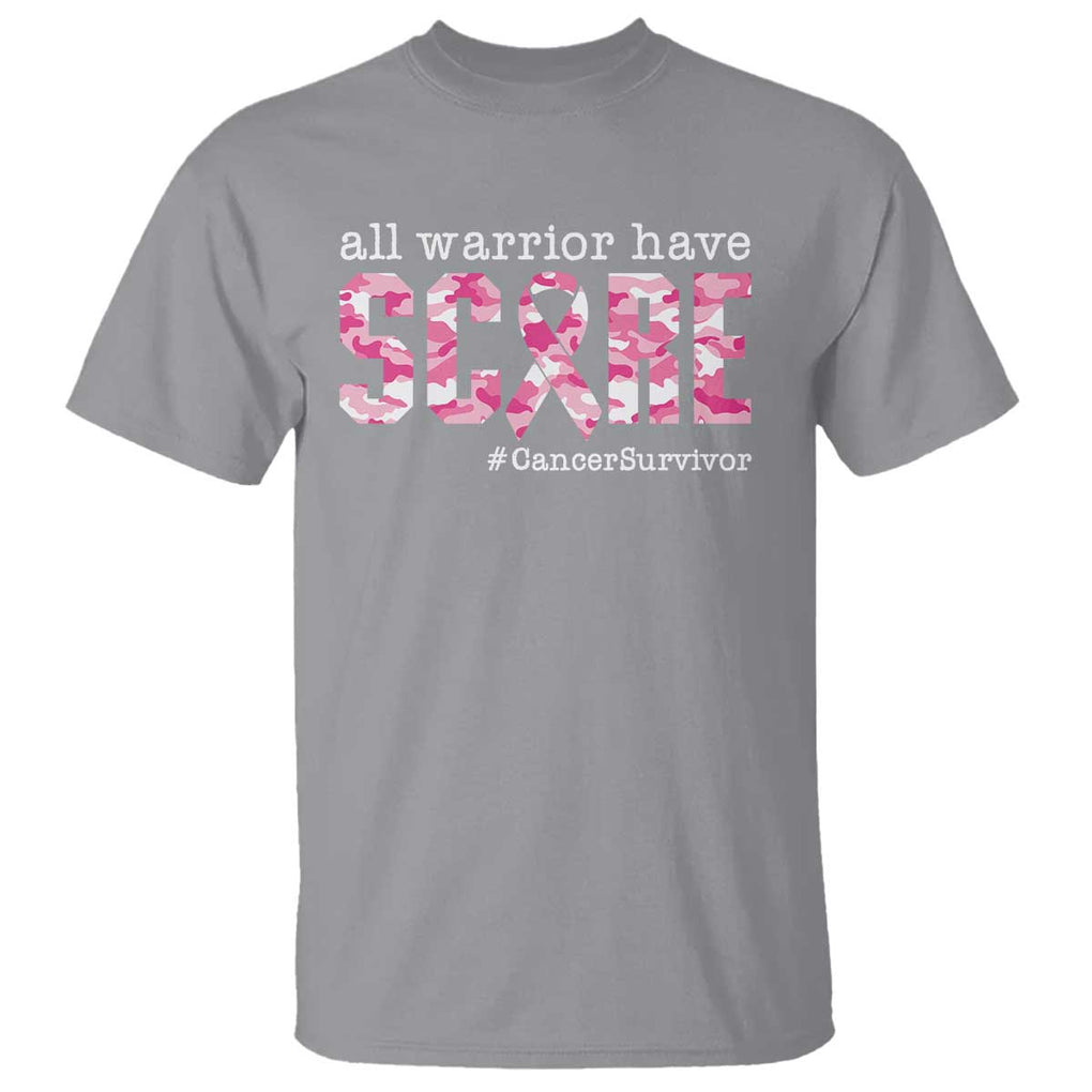 Breast Cancer T Shirt All Warriors Have Scars Millitary Camouflage TS09 Sport Gray Print Your Wear