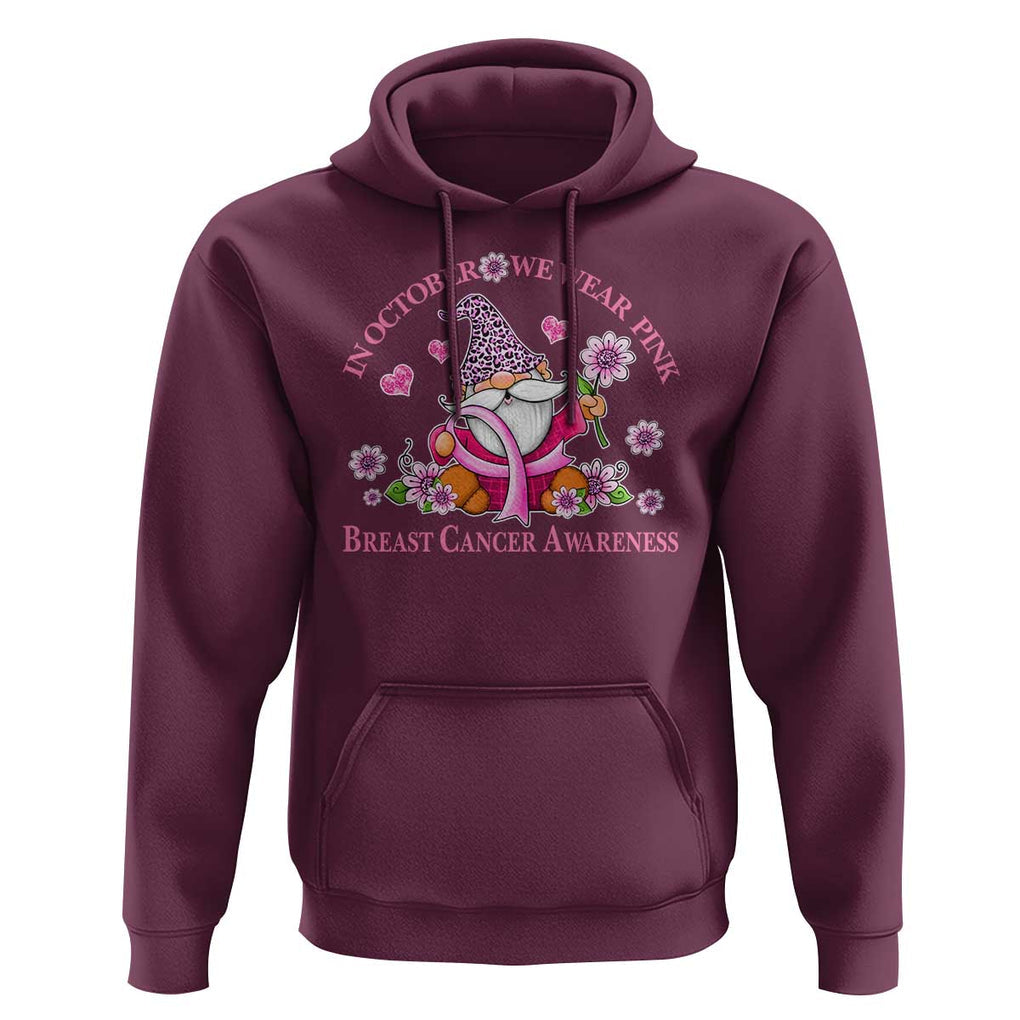 Breast Cancer Awareness Hoodie In October We Wear Pink Gnome TS09 Maroon Print Your Wear