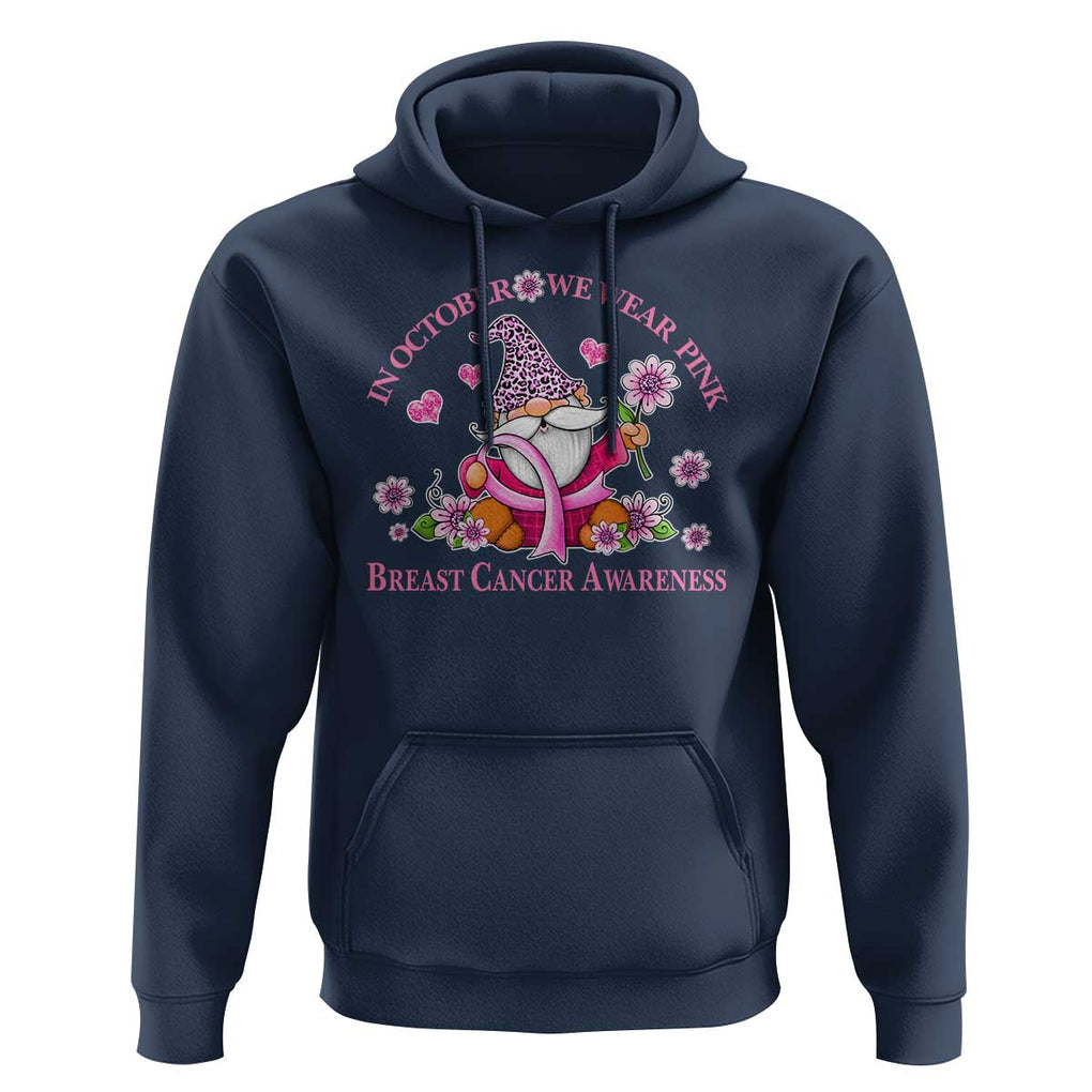 Breast Cancer Awareness Hoodie In October We Wear Pink Gnome TS09 Navy Print Your Wear