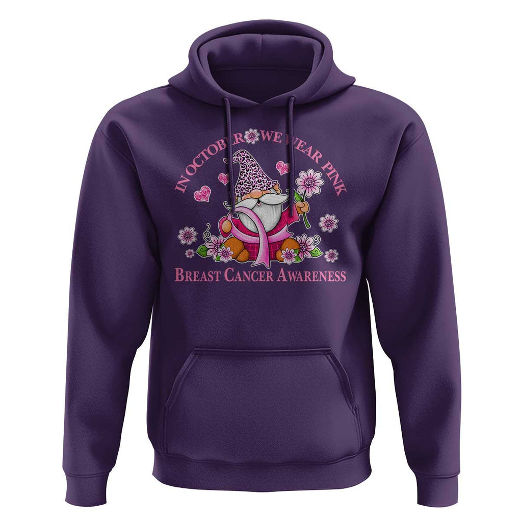 Breast Cancer Awareness Hoodie In October We Wear Pink Gnome TS09 Purple Print Your Wear