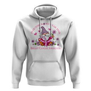 Breast Cancer Awareness Hoodie In October We Wear Pink Gnome TS09 White Print Your Wear