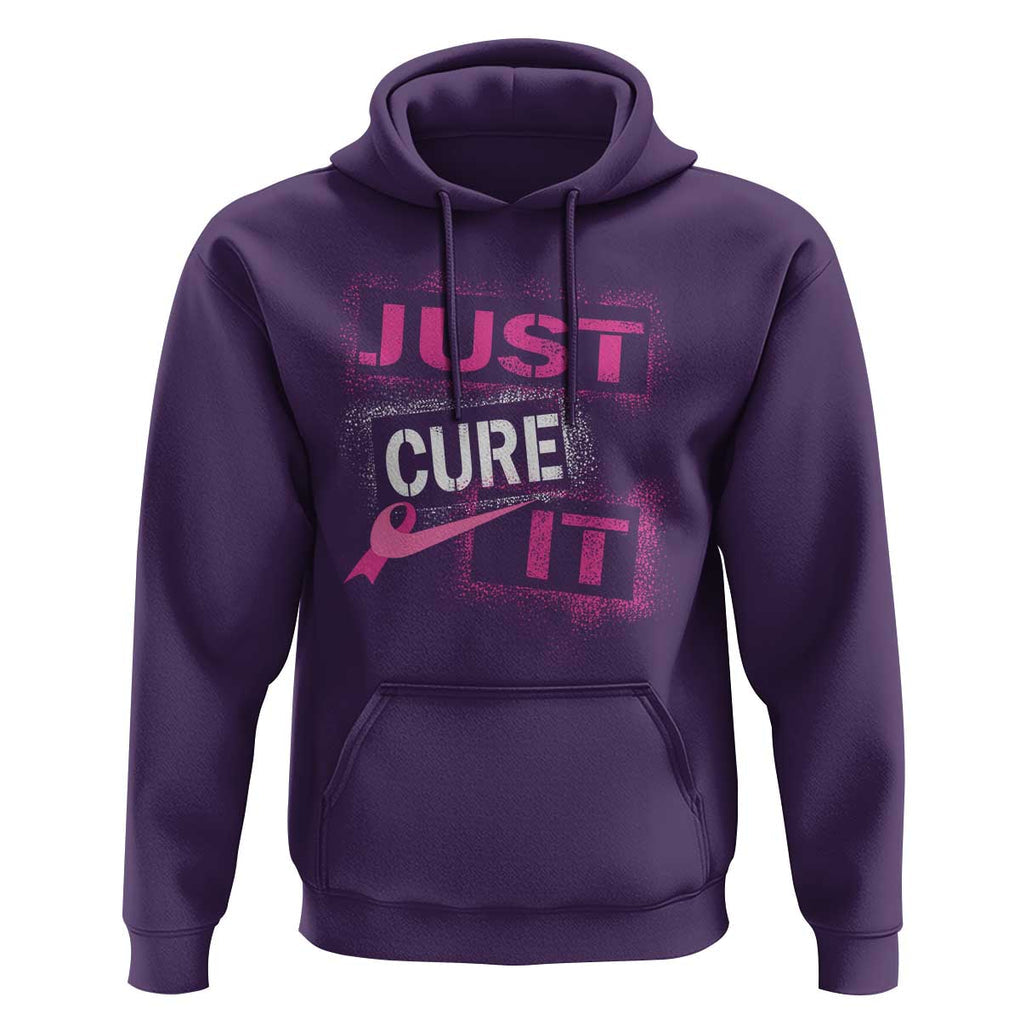 PInk Breast Cancer Hoodie Just Cure It TS09 Purple Print Your Wear