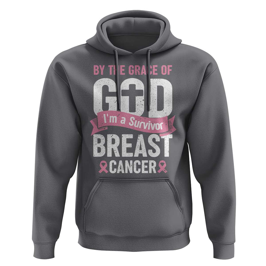 Breast Cancer Hoodie By The Grace Of God I'm A Survivor TS09 Charcoal Print Your Wear