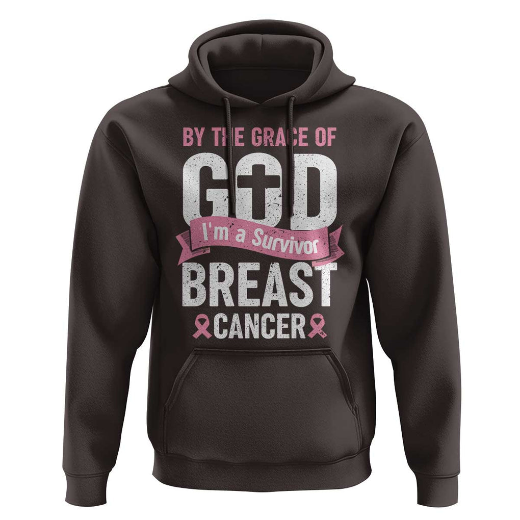 Breast Cancer Hoodie By The Grace Of God I'm A Survivor TS09 Dark Chocolate Print Your Wear