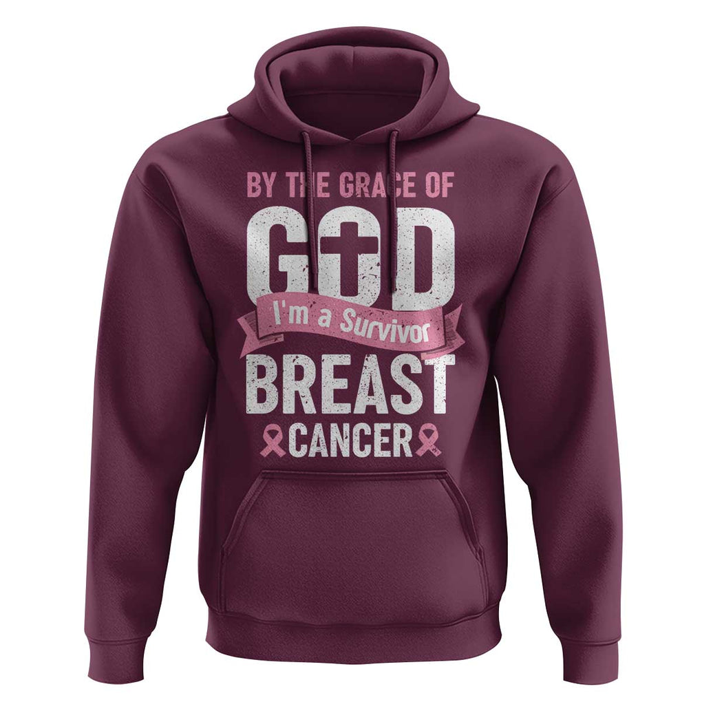 Breast Cancer Hoodie By The Grace Of God I'm A Survivor TS09 Maroon Print Your Wear