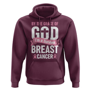 Breast Cancer Hoodie By The Grace Of God I'm A Survivor TS09 Maroon Print Your Wear