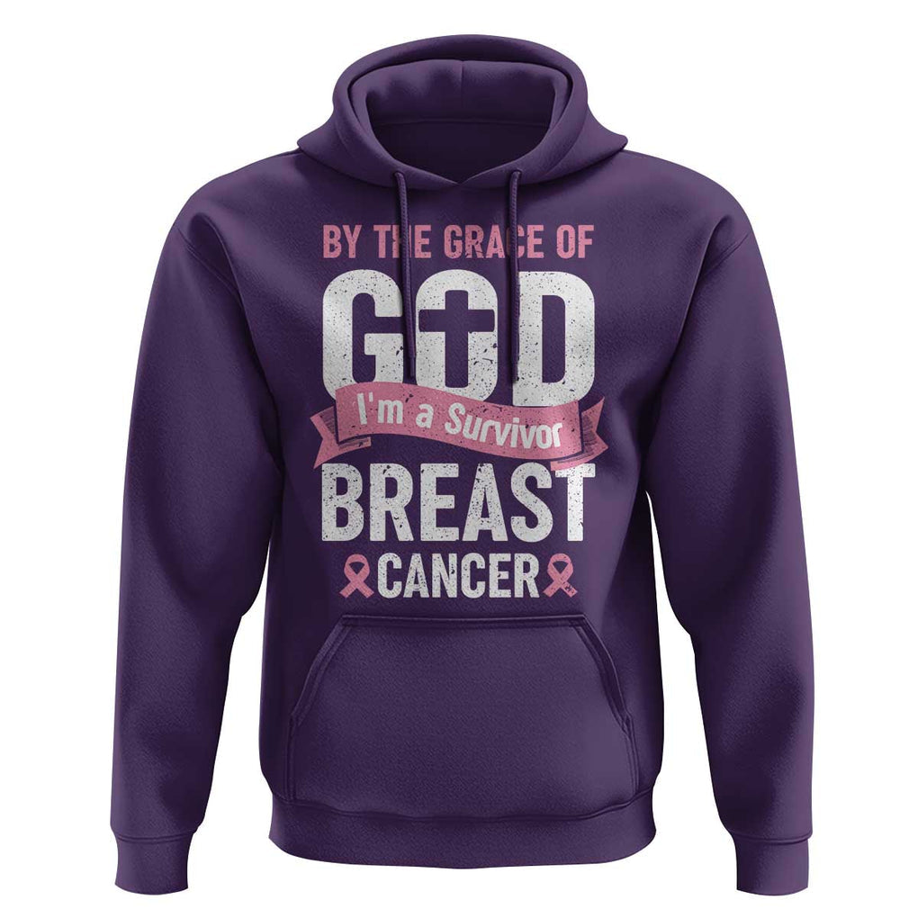 Breast Cancer Hoodie By The Grace Of God I'm A Survivor TS09 Purple Print Your Wear