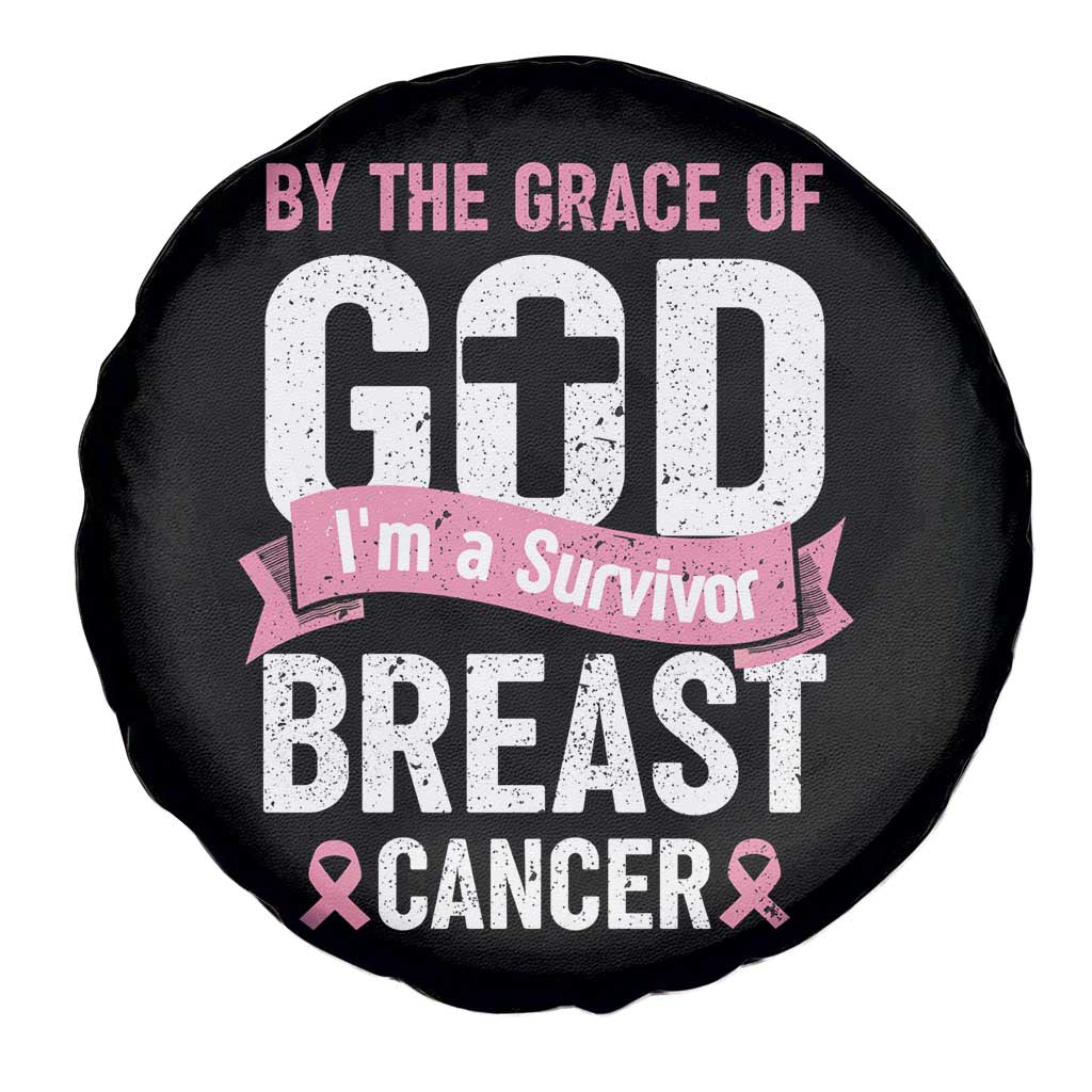Breast Cancer Spare Tire Cover By The Grace Of God I'm A Survivor TS09 Print Your Wear