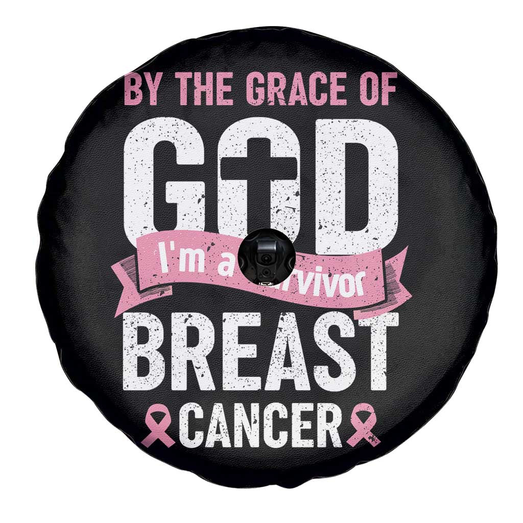Breast Cancer Spare Tire Cover By The Grace Of God I'm A Survivor TS09 Print Your Wear