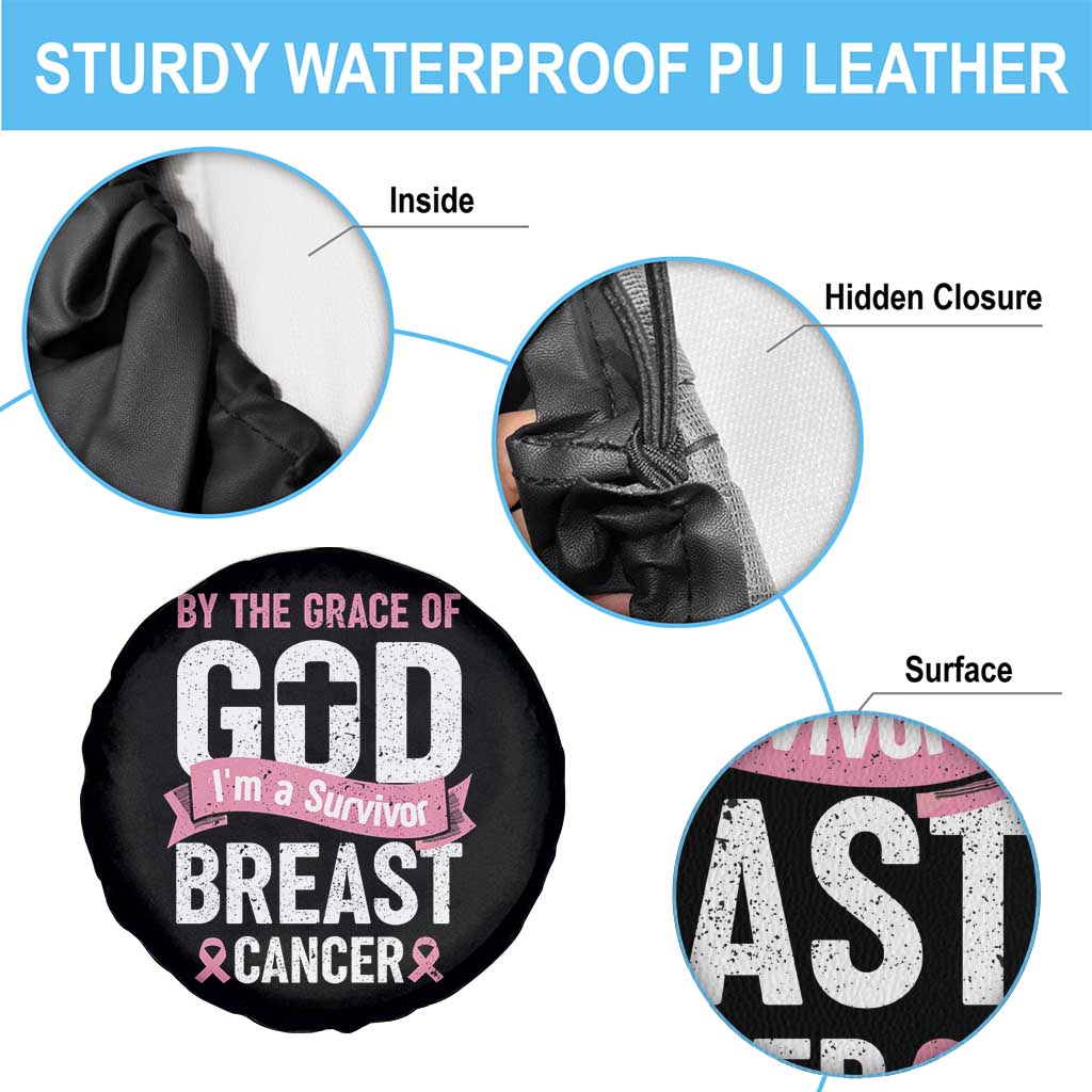 Breast Cancer Spare Tire Cover By The Grace Of God I'm A Survivor TS09 Print Your Wear