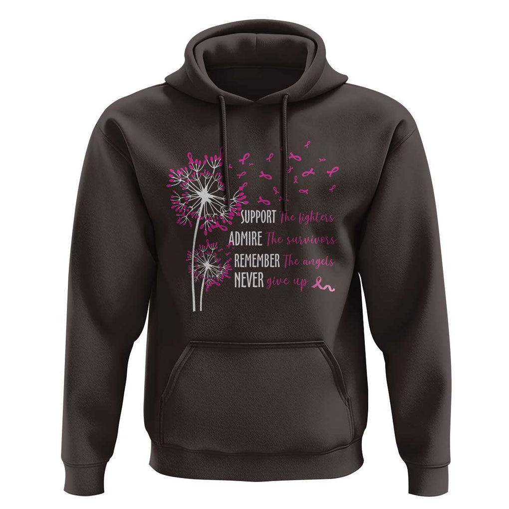 Breast Cancer Support The Fighters Hoodie Admire The Survivors Remember The Angels TS09 Dark Chocolate Print Your Wear