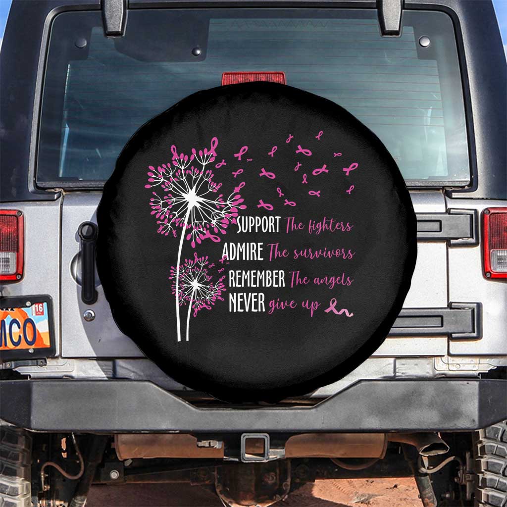 Breast Cancer Support The Fighters Spare Tire Cover Admire The Survivors Remember The Angels TS09 No hole Black Print Your Wear