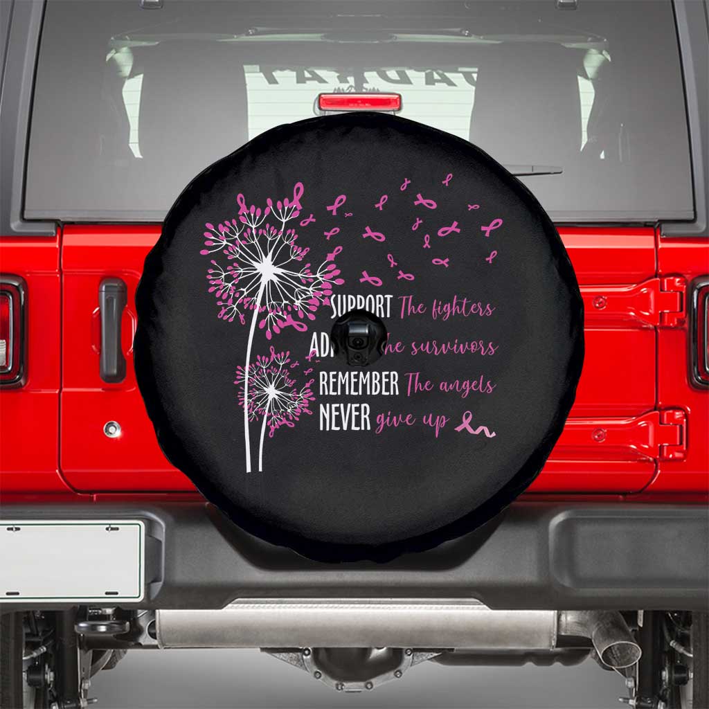 Breast Cancer Support The Fighters Spare Tire Cover Admire The Survivors Remember The Angels TS09 Black Print Your Wear