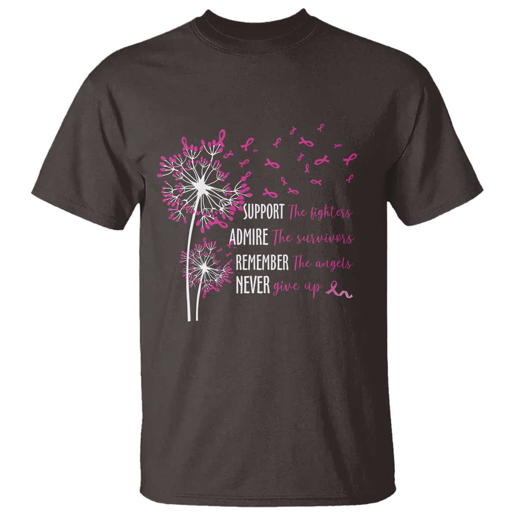 Breast Cancer Support The Fighters T Shirt Admire The Survivors Remember The Angels TS09 Dark Chocolate Print Your Wear