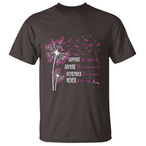 Breast Cancer Support The Fighters T Shirt Admire The Survivors Remember The Angels TS09 Dark Chocolate Print Your Wear