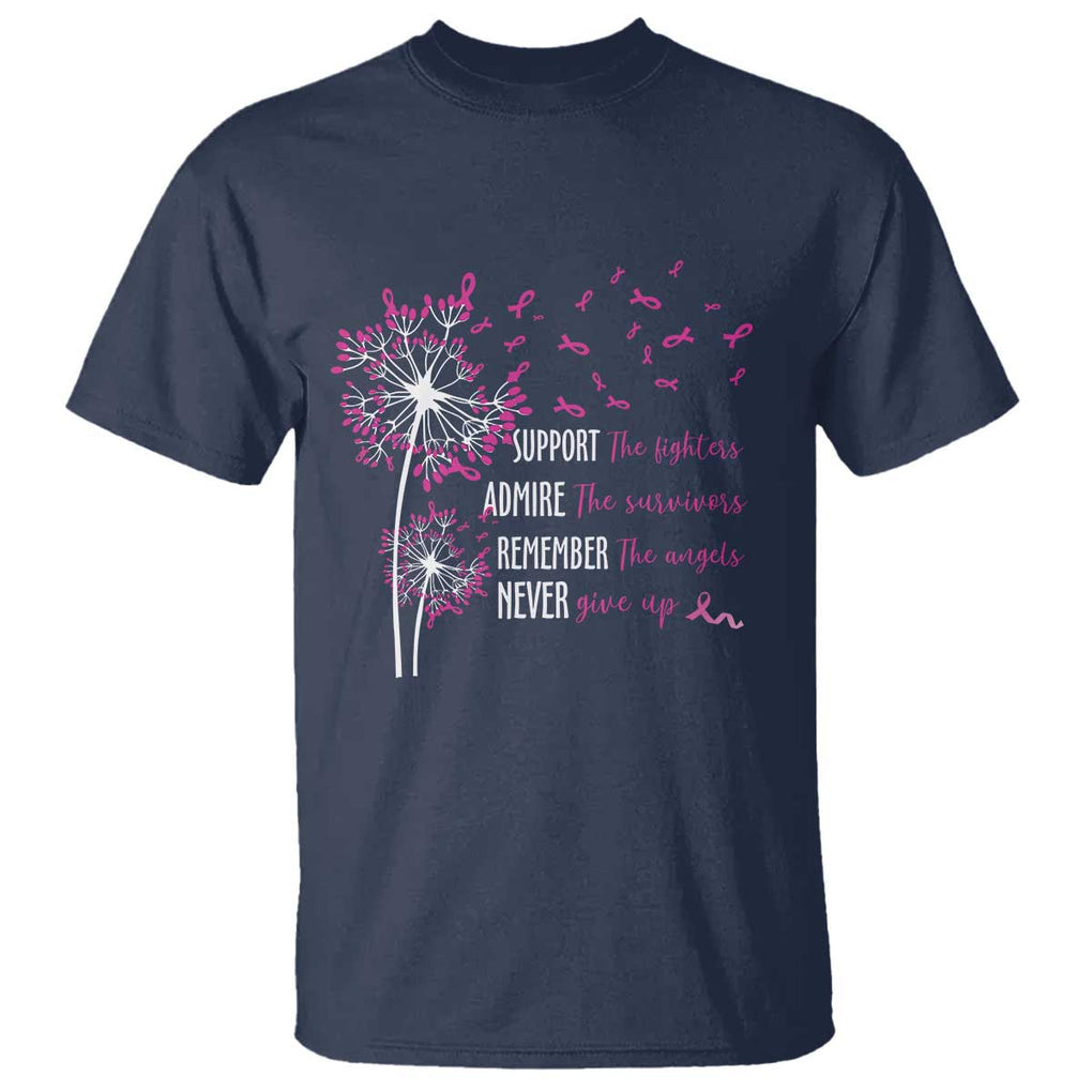 Breast Cancer Support The Fighters T Shirt Admire The Survivors Remember The Angels TS09 Navy Print Your Wear