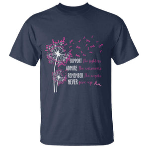 Breast Cancer Support The Fighters T Shirt Admire The Survivors Remember The Angels TS09 Navy Print Your Wear