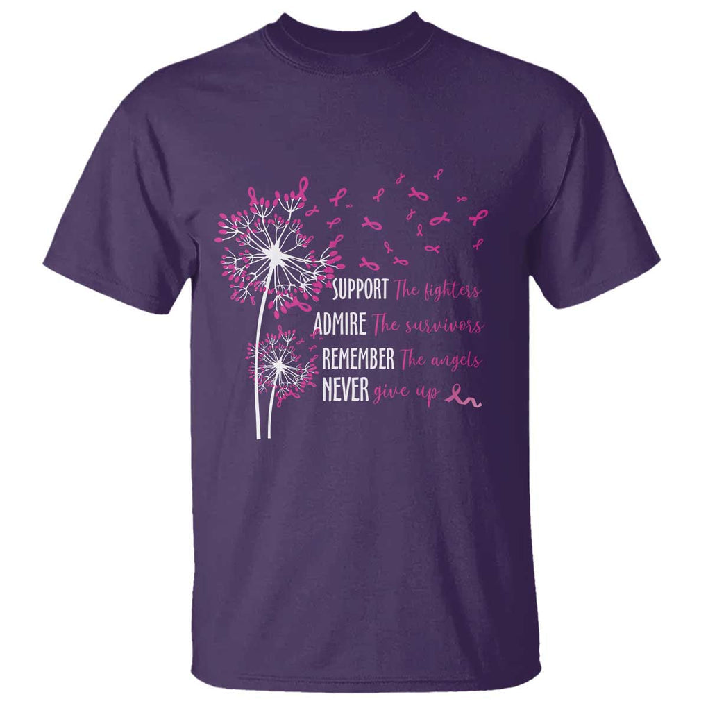 Breast Cancer Support The Fighters T Shirt Admire The Survivors Remember The Angels TS09 Purple Print Your Wear