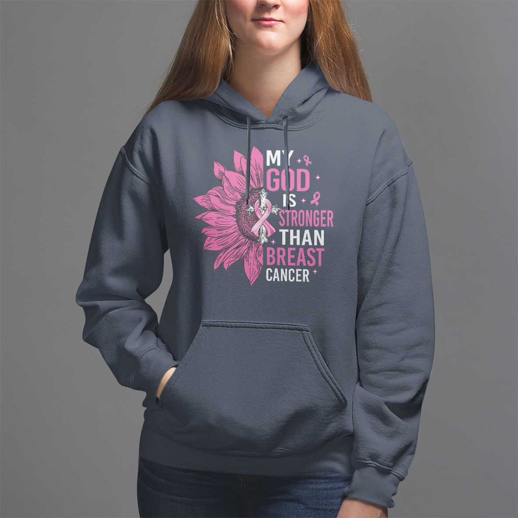 My God Is Stronger Than Breast Cancer Hoodie Christian Sunflower American Flag TS09 Navy Print Your Wear