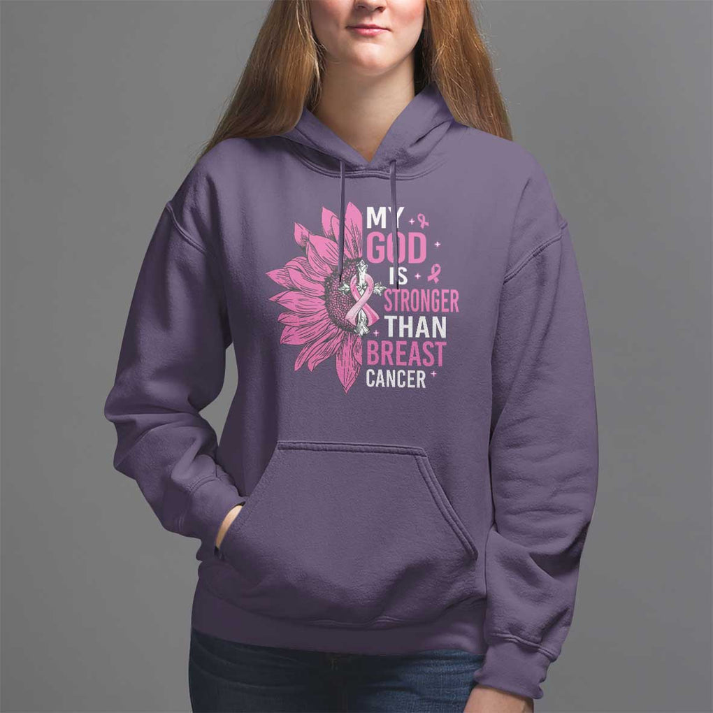 My God Is Stronger Than Breast Cancer Hoodie Christian Sunflower American Flag TS09 Purple Print Your Wear