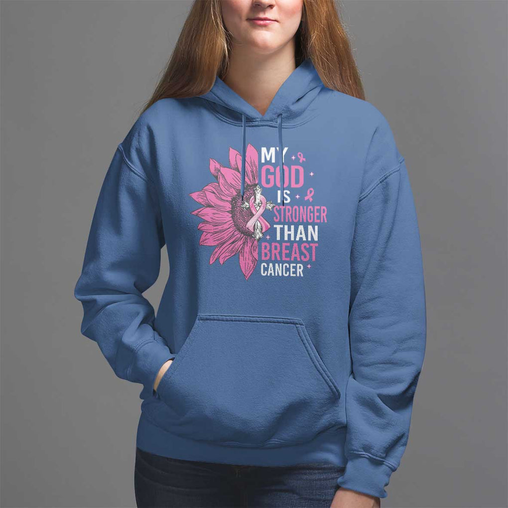 My God Is Stronger Than Breast Cancer Hoodie Christian Sunflower American Flag TS09 Royal Blue Print Your Wear