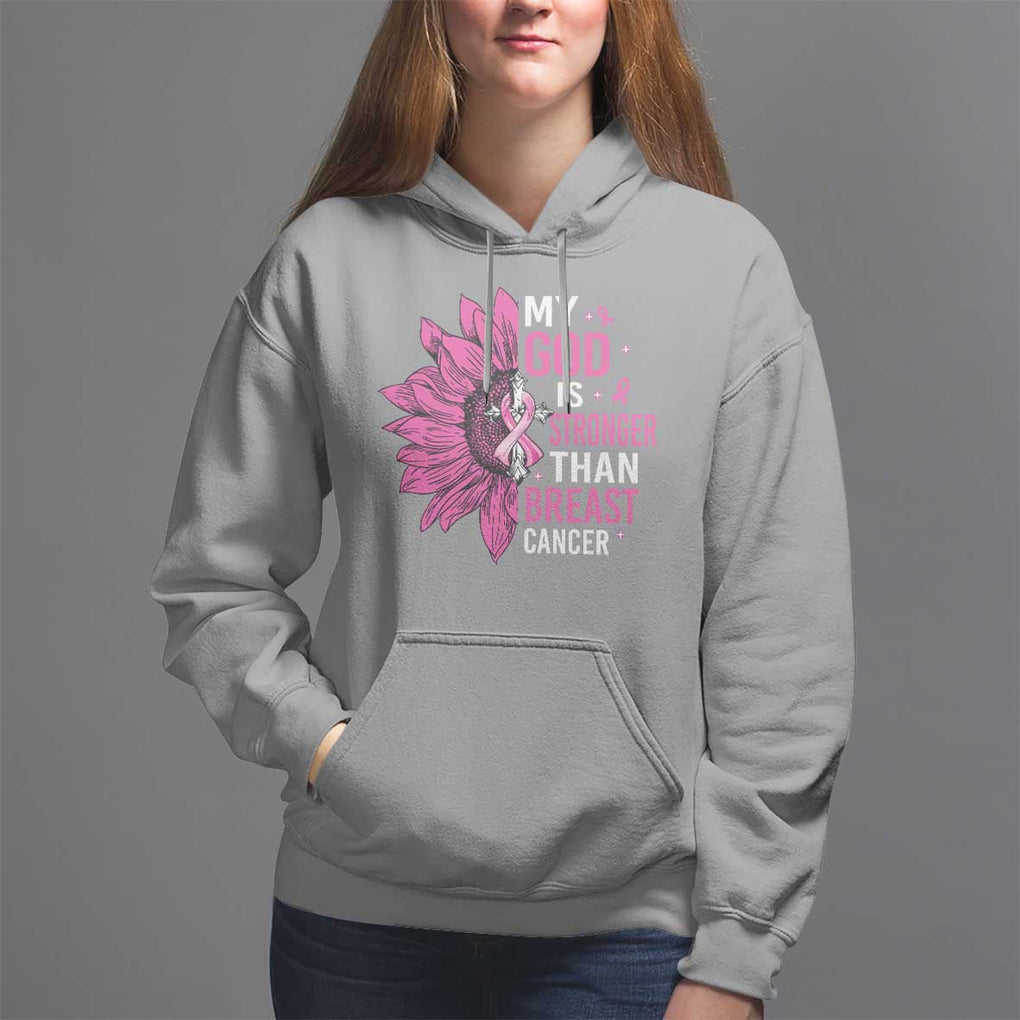 My God Is Stronger Than Breast Cancer Hoodie Christian Sunflower American Flag TS09 Sport Gray Print Your Wear